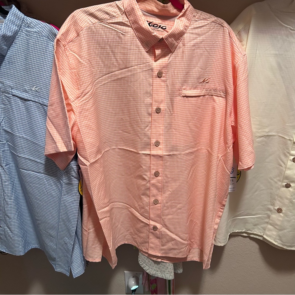 Mojo Mr. Big Sailor Sunset Men's Orange Checkered Fishing Shirt
